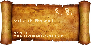 Kolarik Norbert névjegykártya